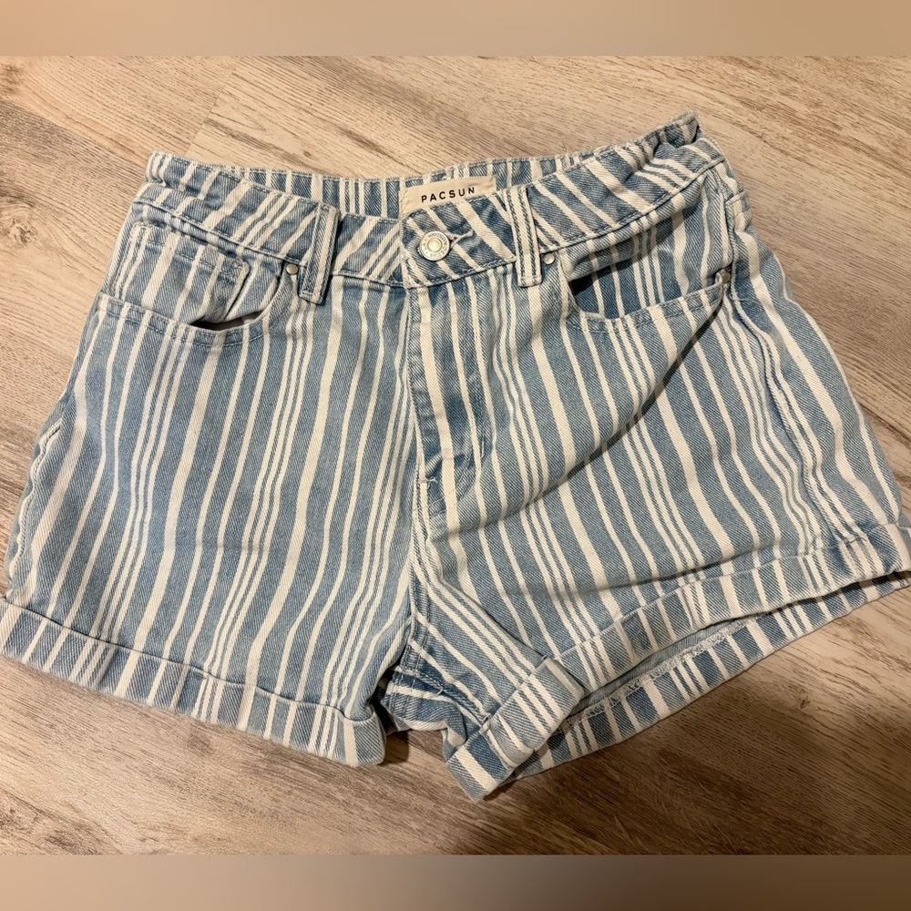 PacSun Mom Short Striped Jean Shorts